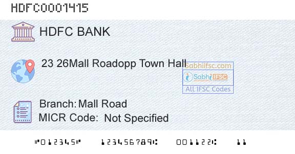 Hdfc Bank Mall RoadBranch 