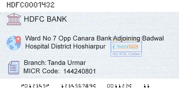 Hdfc Bank Tanda UrmarBranch 