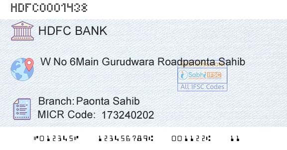 Hdfc Bank Paonta SahibBranch 