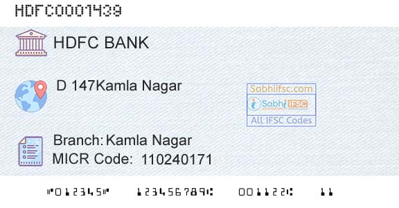 Hdfc Bank Kamla NagarBranch 