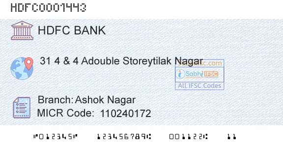 Hdfc Bank Ashok NagarBranch 