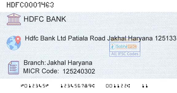 Hdfc Bank Jakhal HaryanaBranch 
