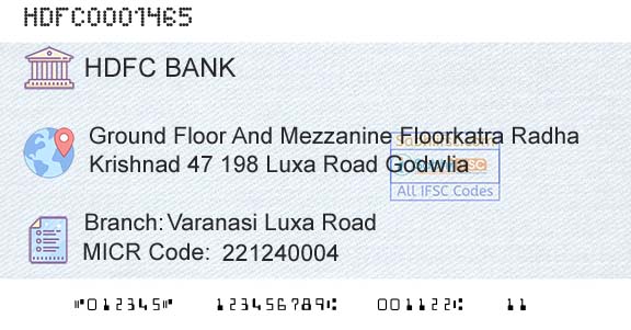 Hdfc Bank Varanasi Luxa RoadBranch 