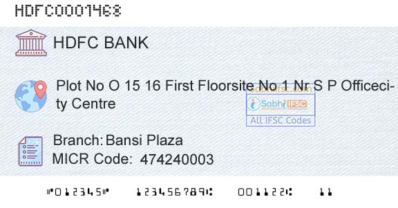 Hdfc Bank Bansi PlazaBranch 