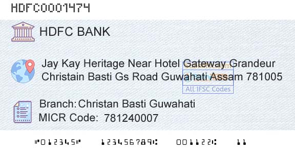 Hdfc Bank Christan Basti GuwahatiBranch 