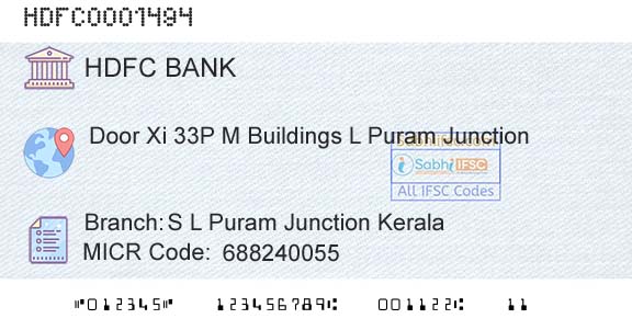 Hdfc Bank S L Puram Junction KeralaBranch 