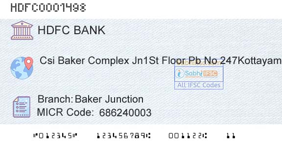Hdfc Bank Baker JunctionBranch 