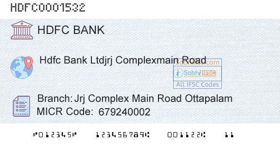 Hdfc Bank Jrj Complex Main Road OttapalamBranch 