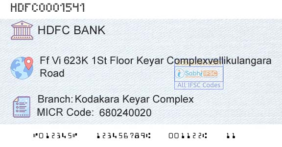 Hdfc Bank Kodakara Keyar ComplexBranch 