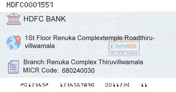 Hdfc Bank Renuka Complex ThiruvillwamalaBranch 
