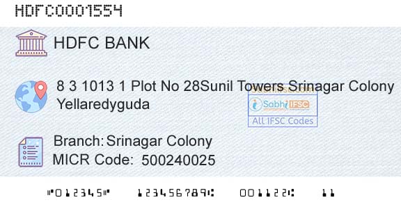 Hdfc Bank Srinagar ColonyBranch 