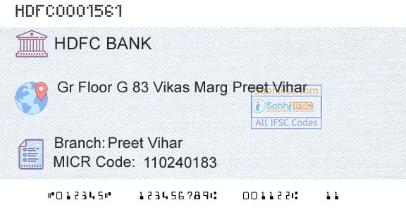 Hdfc Bank Preet ViharBranch 