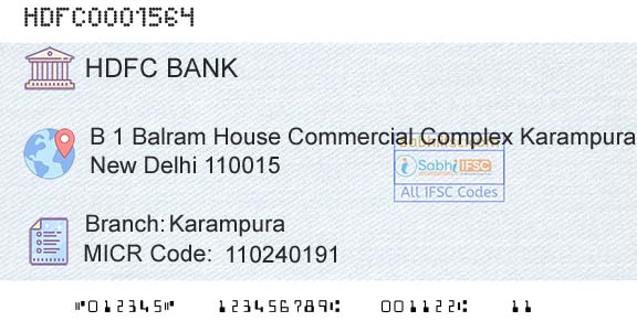 Hdfc Bank KarampuraBranch 