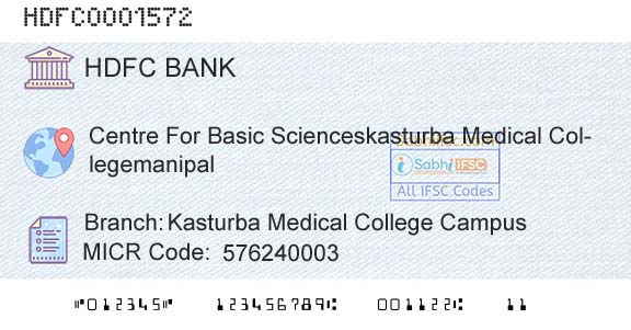 Hdfc Bank Kasturba Medical College CampusBranch 