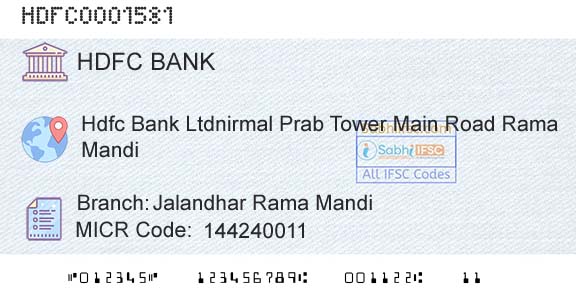 Hdfc Bank Jalandhar Rama MandiBranch 