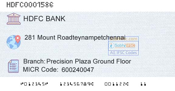 Hdfc Bank Precision Plaza Ground FloorBranch 