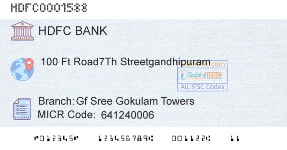 Hdfc Bank Gf Sree Gokulam TowersBranch 