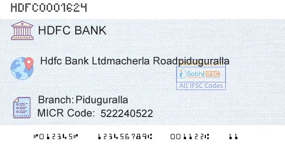 Hdfc Bank PidugurallaBranch 