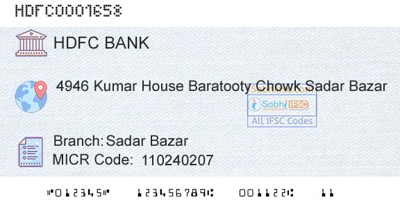 Hdfc Bank Sadar BazarBranch 