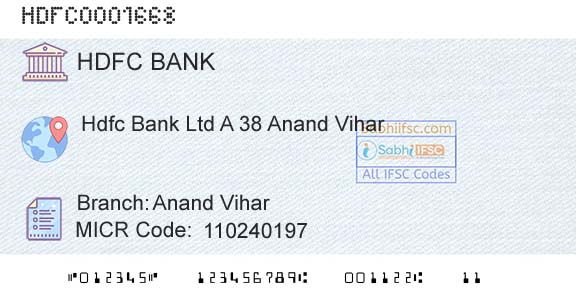 Hdfc Bank Anand ViharBranch 