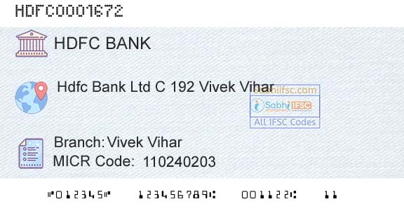 Hdfc Bank Vivek ViharBranch 