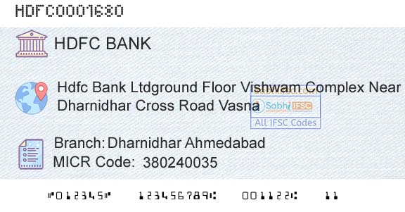 Hdfc Bank Dharnidhar AhmedabadBranch 