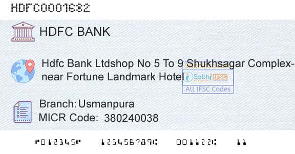 Hdfc Bank UsmanpuraBranch 