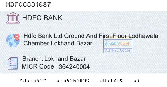 Hdfc Bank Lokhand BazarBranch 
