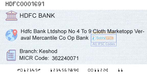 Hdfc Bank KeshodBranch 