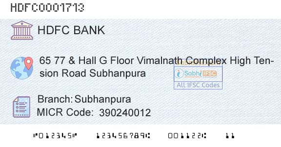 Hdfc Bank SubhanpuraBranch 
