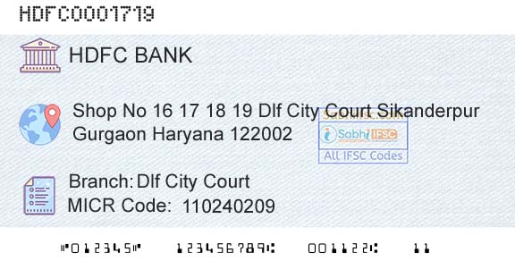 Hdfc Bank Dlf City CourtBranch 