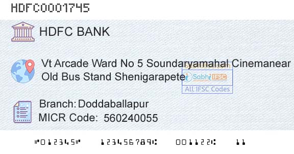 Hdfc Bank DoddaballapurBranch 