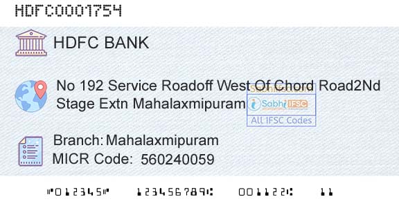 Hdfc Bank MahalaxmipuramBranch 