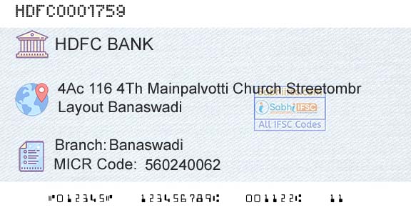 Hdfc Bank BanaswadiBranch 