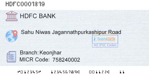 Hdfc Bank KeonjharBranch 