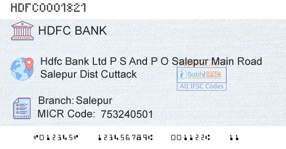 Hdfc Bank SalepurBranch 
