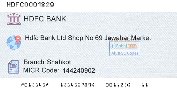 Hdfc Bank ShahkotBranch 