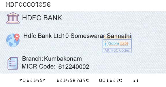 Hdfc Bank KumbakonamBranch 