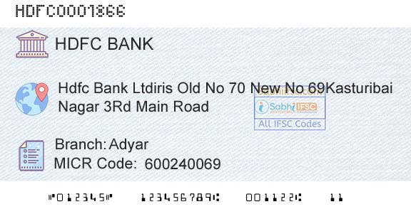 Hdfc Bank AdyarBranch 