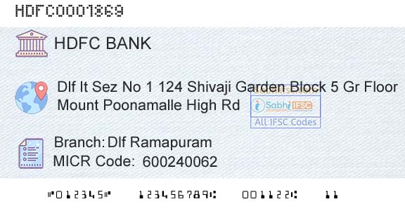 Hdfc Bank Dlf RamapuramBranch 