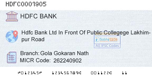 Hdfc Bank Gola Gokaran NathBranch 