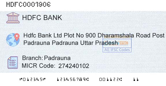 Hdfc Bank PadraunaBranch 