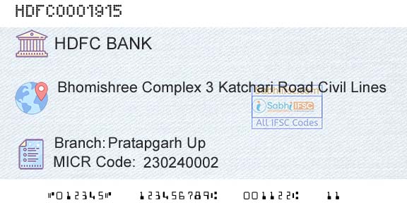 Hdfc Bank Pratapgarh Up Branch 