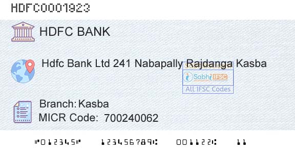 Hdfc Bank KasbaBranch 