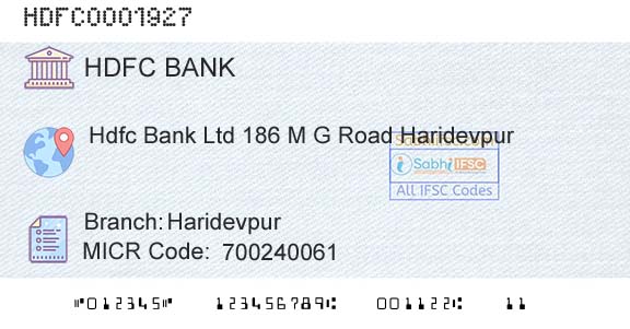 Hdfc Bank HaridevpurBranch 