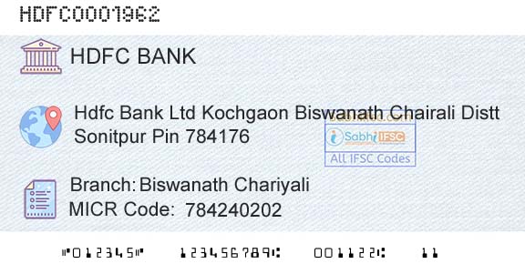 Hdfc Bank Biswanath ChariyaliBranch 