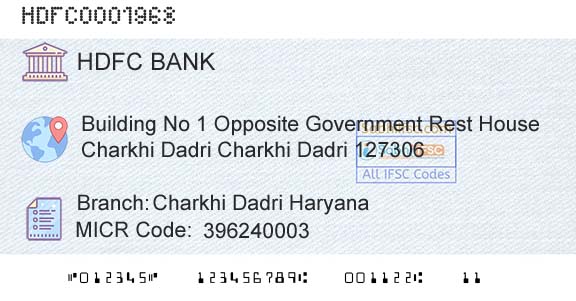 Hdfc Bank Charkhi Dadri HaryanaBranch 