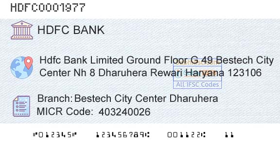 Hdfc Bank Bestech City Center DharuheraBranch 