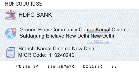 Hdfc Bank Kamal Cinema New DelhiBranch 