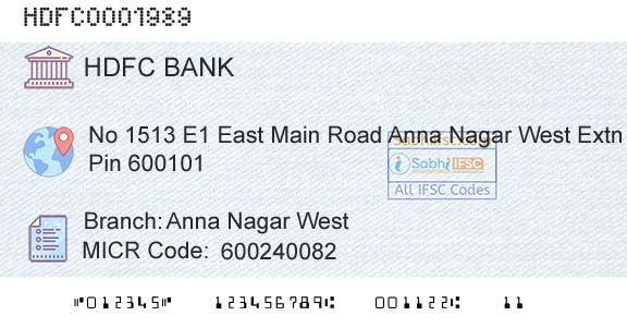 Hdfc Bank Anna Nagar WestBranch 